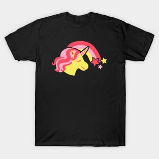 Cute Unicorn with Rainbow (pink/yellow) T-Shirt